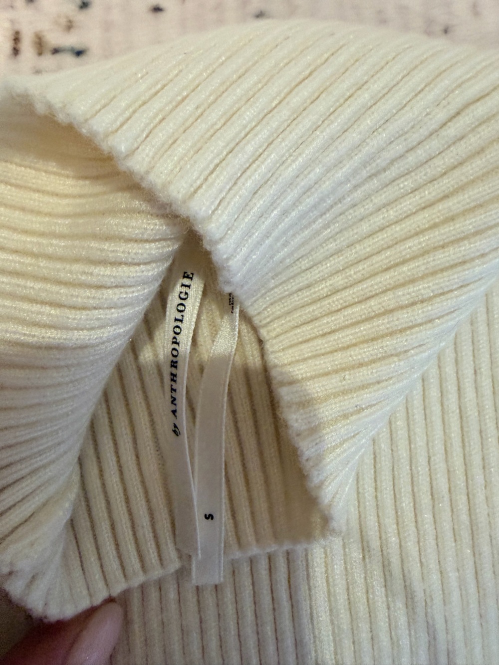 Anthropologie Ribbed Knit Mock Neck Dress Cream and Black - Picture 3 of 3